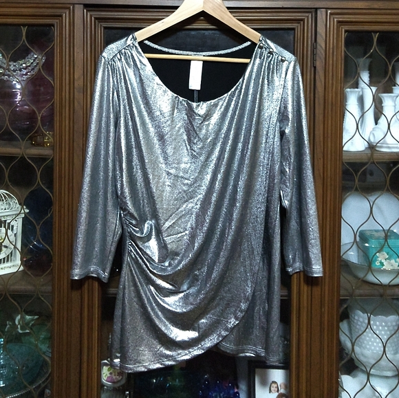 Avon Silver Draped Blouse - Picture 1 of 7